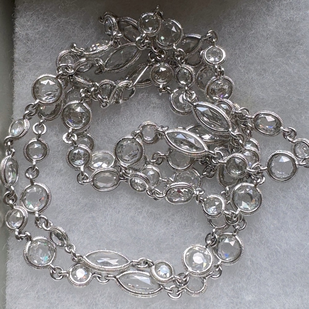 Silver Necklace with Intricate Chain Design and Floral Elements 17.5 Inches